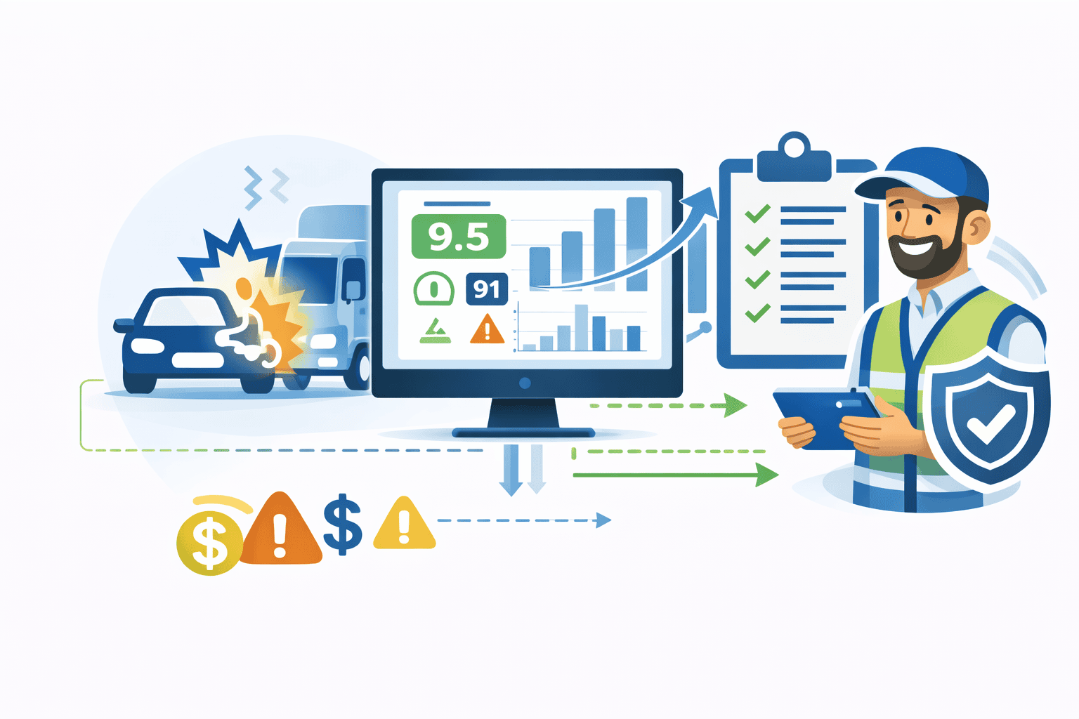 Sistema de monitoreo y puntuación de conductores en computadora para reducir accidentes en flotas empresariales mediante análisis de datos en tiempo real.